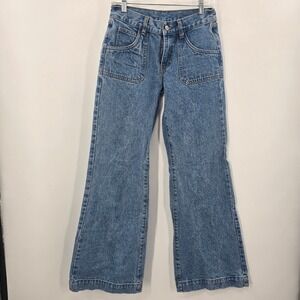 John Galt Brandy Melville Wide Leg Jeans Blue High Waist Patch Pocket‎ Womens S